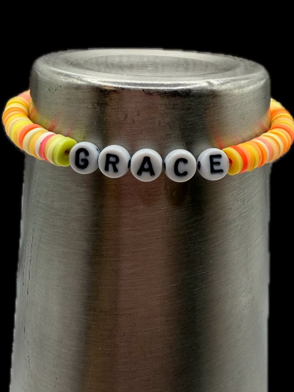 Custom Customized Name Warm and Sunny Stacker Bracelet - Clay Heishi Beads